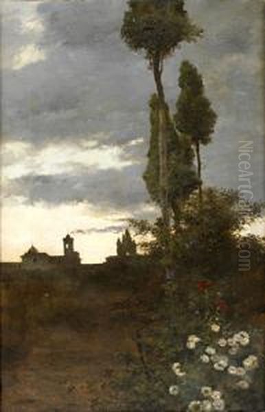 Atardecer Con Sevilla Al Fondo Oil Painting by Manuel Garcia y Rodriguez