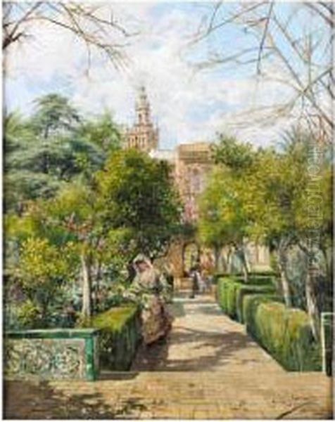 Vista De La Giralda Desde La 
Plaza Del Triunfo, Sevilla (view From The Plaza Del Triunfo Towards The 
Giralda Tower, Seville) Oil Painting by Manuel Garcia y Rodriguez