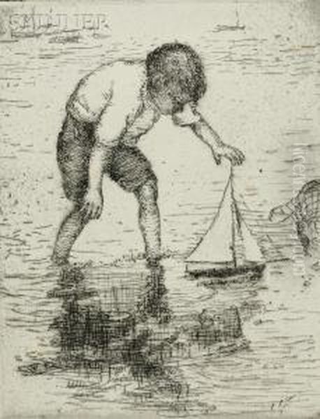 Boy With Goose Oil Painting by Eliza Draper Gardiner
