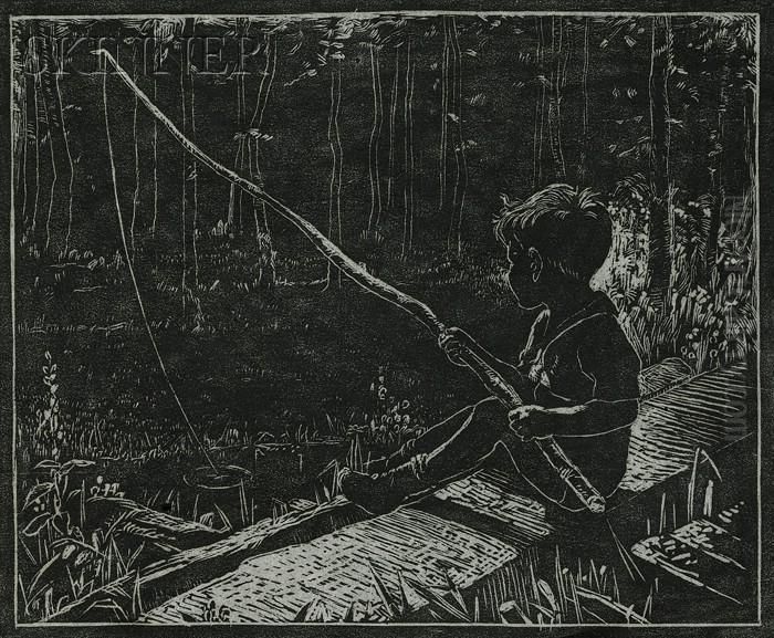 Gone Fishing Oil Painting by Eliza Draper Gardiner