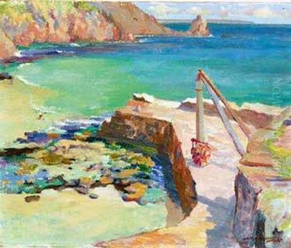 Lamorna Cove, Low Tide Oil Painting by Stanley Horace Gardiner
