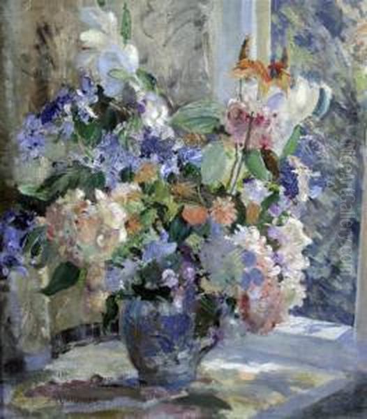 Still Life Of Flowers In A Vase Oil Painting by Stanley Horace Gardiner