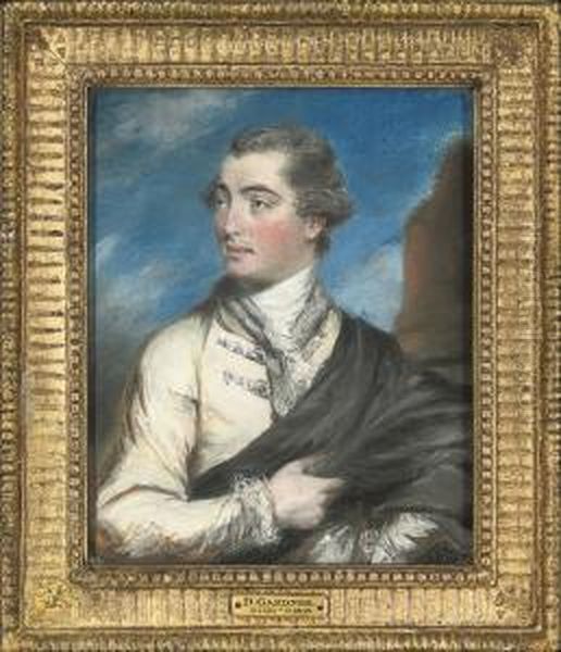 Portrait Of A Gentleman, Thought
 To Be Edward Madden Esq,half-length, Wearing A Black Cloak, Standing By
 A Column Oil Painting by Daniel Gardner