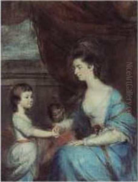 Portrait Of Lady Emilia Mary 
Lennox (1731-1814) And Her Son Lord Edward Fitzgerald (1763-1798) Oil Painting by Daniel Gardner
