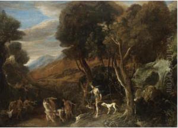 Atteone Si Trasforma In Cervo Oil Painting by Domenico Gargiulo