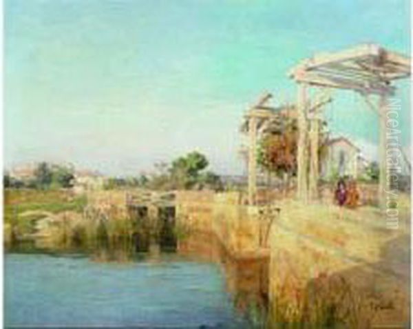 Le Pont De Trinquetaille A Arles Oil Painting by Joseph Garibaldi