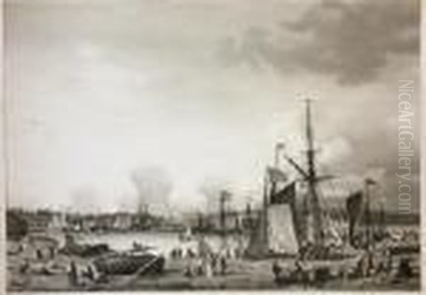 Le Port De Dieppe Oil Painting by Ambroise-Louis Garneray