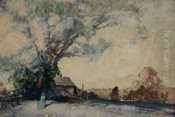 Figure Near A Farmhouse Oil Painting by Thomas Balfour Garrett