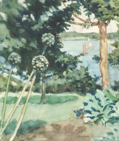 April In England
 A Garden Landscape Oil Painting by Norman Garstin