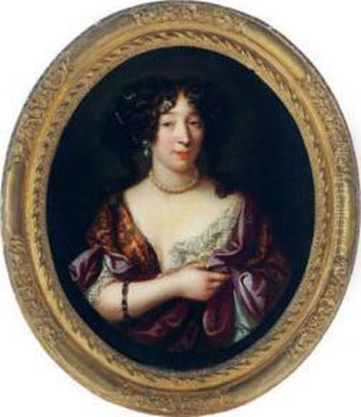 Portrait Of Louise De 
Kerouaille, Duchess Of Portsmouth(1649-1734), Bust-length, In A Painted 
Oval Oil Painting by Henri Gascard