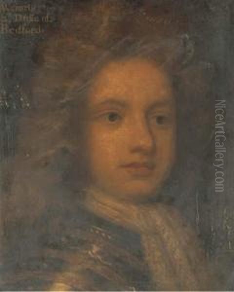 Portrait Of Wriothesley Russell 
(1680-1711), 2nd Duke Of Bedford,head-and-shoulders, In Armour With A 
Lace Cravat Oil Painting by Henri Gascard