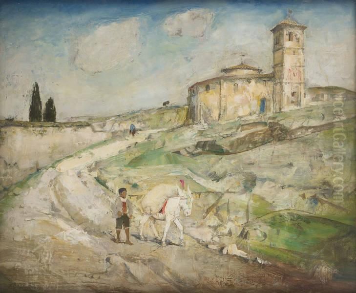 L'anier Quittant Le Village Oil Painting by Emiel Gastemans