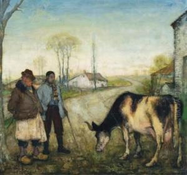 Koeienhoeder Oil Painting by Emiel Gastemans