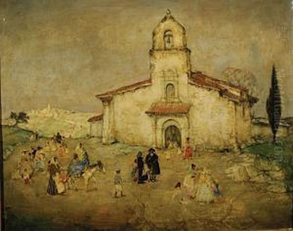 Personnages Dans Un Paysage Vallonne Oil Painting by Emiel Gastemans