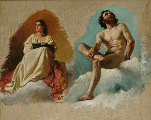 Study Of A Ceiling Decoration Oil Painting by Annibale Gatti