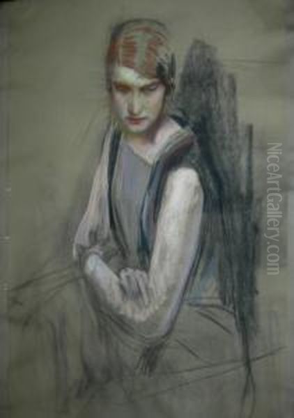 Figura Di Donna Seduta Oil Painting by Pietro Gaudenzi