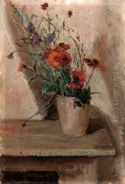Vaso Di Fiori Oil Painting by Pietro Gaudenzi