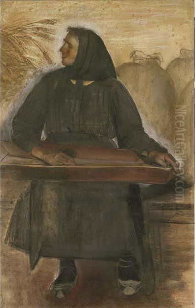 Donna Al Lavoro Oil Painting by Pietro Gaudenzi