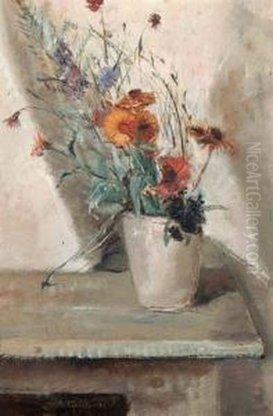 Vaso Di Fiori Oil Painting by Pietro Gaudenzi