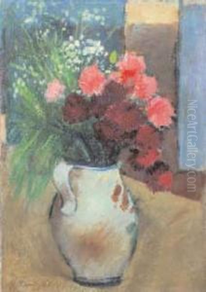 Brocca Con Garofani Oil Painting by Pietro Gaudenzi