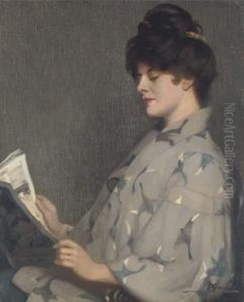 Portrait Of Irene Vanburgh Oil Painting by David Gauld