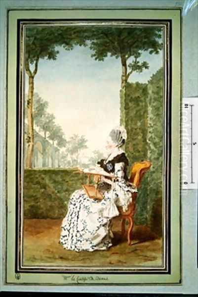 Marie Roseline dArcy comtesse de Damas Villers Oil Painting by Louis Carrogis Carmontelle