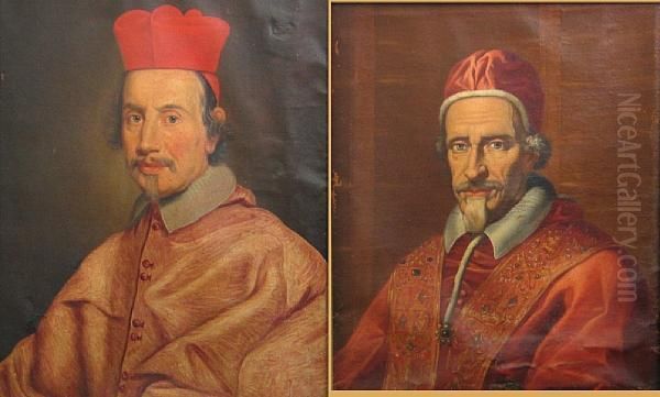 A Portrait Of Cardinal Marco 
Gallo; Also A Portrait Of Popeinnocent Xi By Another Hand (2) Oil Painting by Giovanni Battista (Baciccio) Gaulli