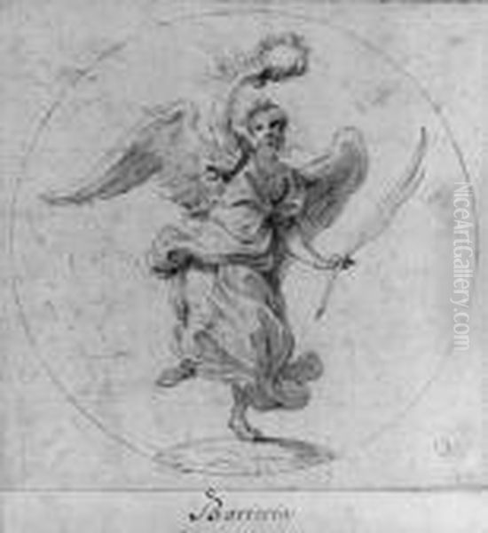 Victory: Design For The Obverse 
Of A Medal Dedicated To Queenchristina Of Sweden; And Virtue Subduing 
Evil: Design For Theobverse Of A Medal Dedicated To Cardinal Decio 
Azzolini
Inscribed 'imperio Et Virtute' (2) And Numbered '131' (2) And 
Within Oil Painting by Giovanni Battista (Baciccio) Gaulli