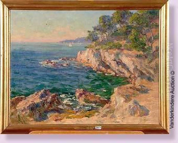 La Cote D'azur Oil Painting by Adolphe Gaussen