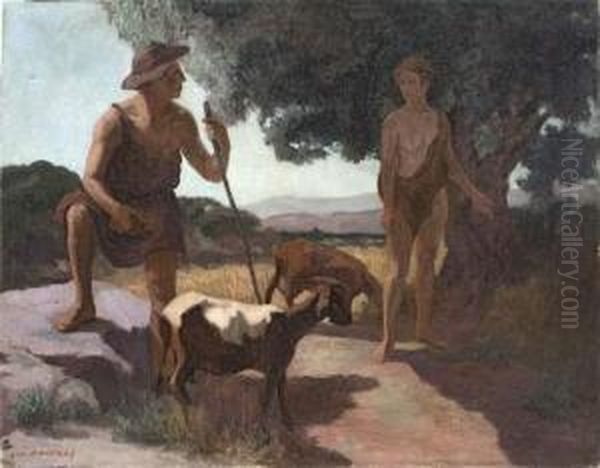 Aix, Fontaine Saint Louis. Oil Painting by Lucien Marcelin Gautier