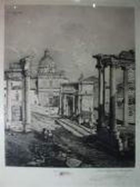 Lucien, Ruines Dans Le Forum Oil Painting by Lucien Marcelin Gautier