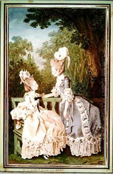 La Comtesse de Fitz James et la Comtesse dHulonstein Oil Painting by Louis Carrogis Carmontelle