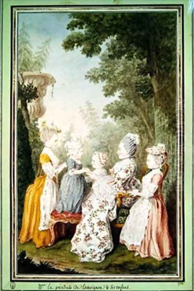 Marie Elisabeth presidente de Lamoignon et ses enfants Oil Painting by Louis Carrogis Carmontelle