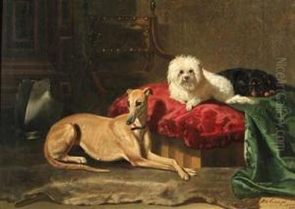 The Dog Parlour Oil Painting by Bernard te Gempt
