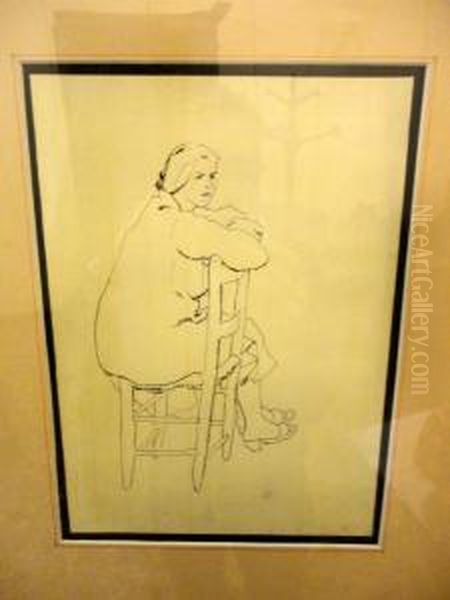 Donna Seduta Oil Painting by Cornelio Geranzani