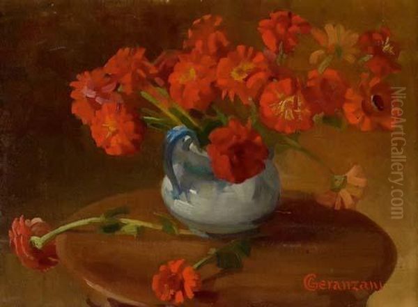 Composizione Floreale Sul Tavolo Oil Painting by Cornelio Geranzani