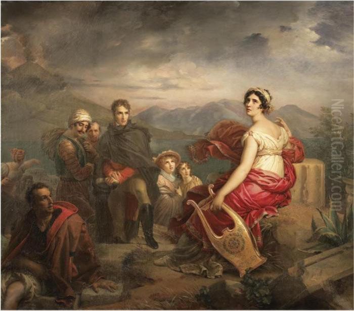 Corinne Au Cap Misene Oil Painting by Baron Francois Gerard