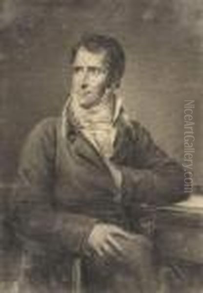 Portrait Du Duc Decazes, Assis A
 Son Bureau, Sur Un Fauteuil Auxaccotoirs Ornes De Mufles De Lions. Oil Painting by Baron Francois Gerard