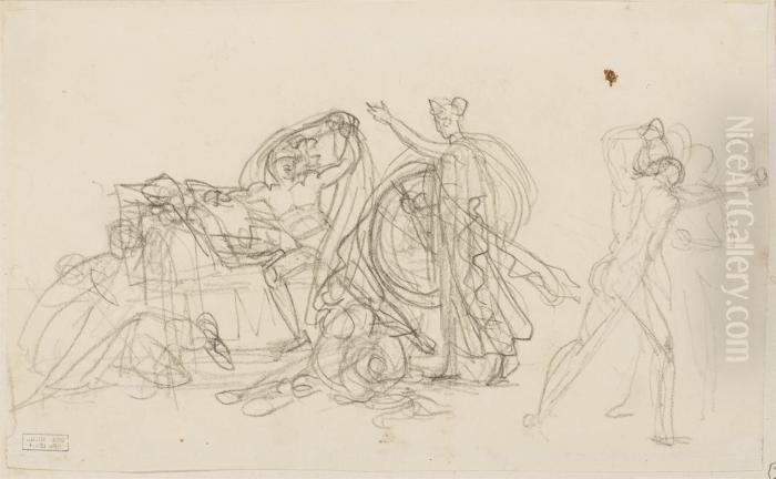 Guerrier S'elevant Contre Une Deesse Oil Painting by Baron Francois Gerard