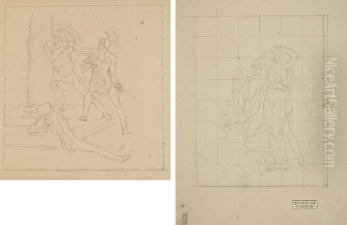 Soldat Romain Combattant; Et L'amour Et Psyche Oil Painting by Baron Francois Gerard