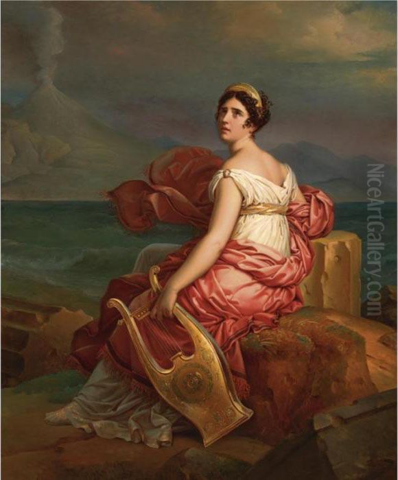 Corinne Au Cap Misene Oil Painting by Baron Francois Gerard