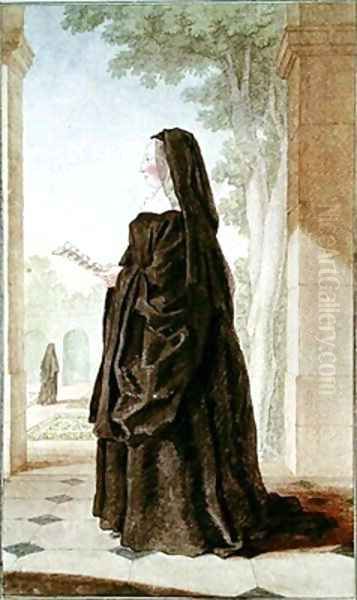 Madame de Montlouis from the Abbey of St. Remi Oil Painting by Louis Carrogis Carmontelle