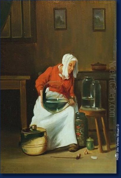 Scene Domestique Oil Painting by Theodore Gerard