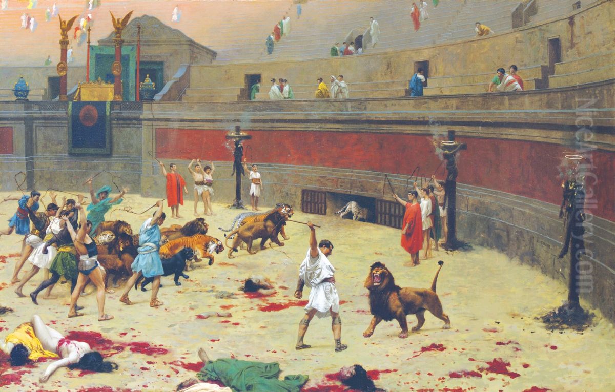 The Retreating Lions Oil Painting by Jean-Leon Gerome