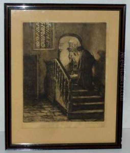 Ensemble De 2 Eaux-fortes En 
Noir, Signees Au Crayon,montees Sous Passe-partout Amateur Et Cadre En 
Bois Oil Painting by Albert Geudens