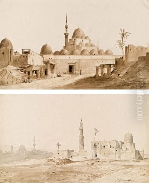 Mappe Mit 10 Anischten Aus Dem 
Orient: Siout In Ob. Egypten, Moschee, Esneh In Ober Egypten Oil Painting by Geyer, Alexius
