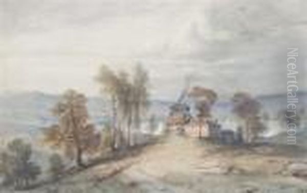 View Of Lakeside Estate Oil Painting by Geyer, Alexius
