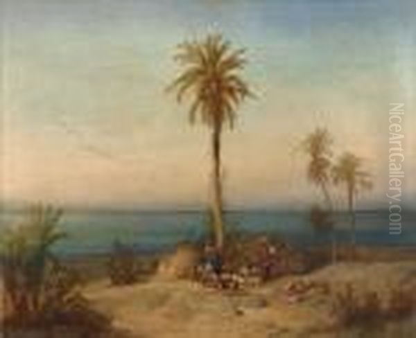 Lagernde Orientalen Am Bosporus. Oil Painting by Geyer, Alexius