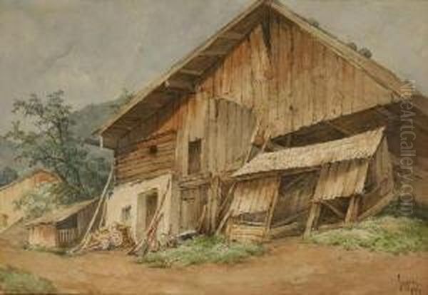 Bauernhaus Bei
 Schladming. Oil Painting by Georg Geyer