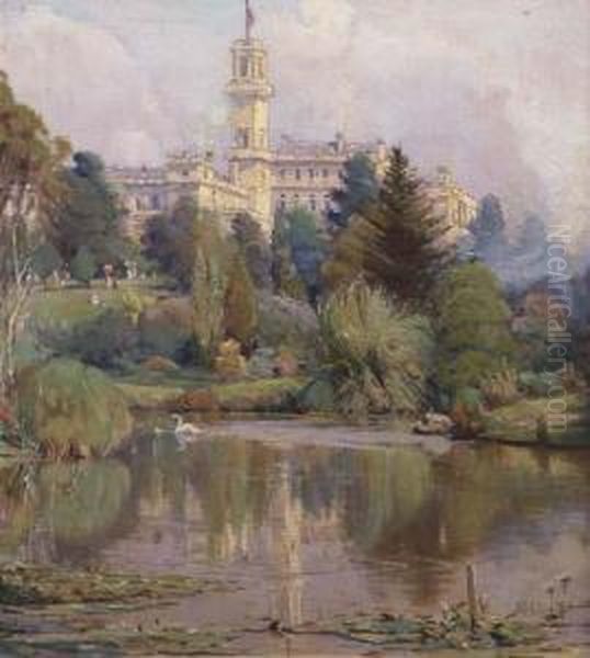 Government House, Melbourne, From Botanical Gardens Oil Painting by Robert Edgar Taylor Ghee